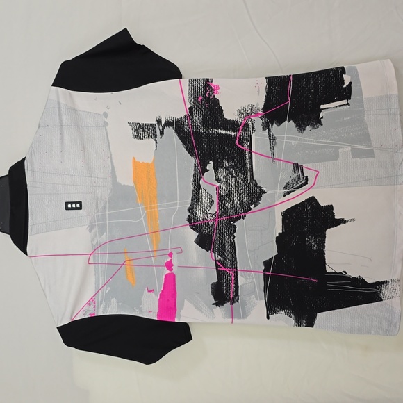 Jamie Sadock Womens Small Pink and Black Golf Top w/ Zipper, Metal Details - Picture 2 of 6